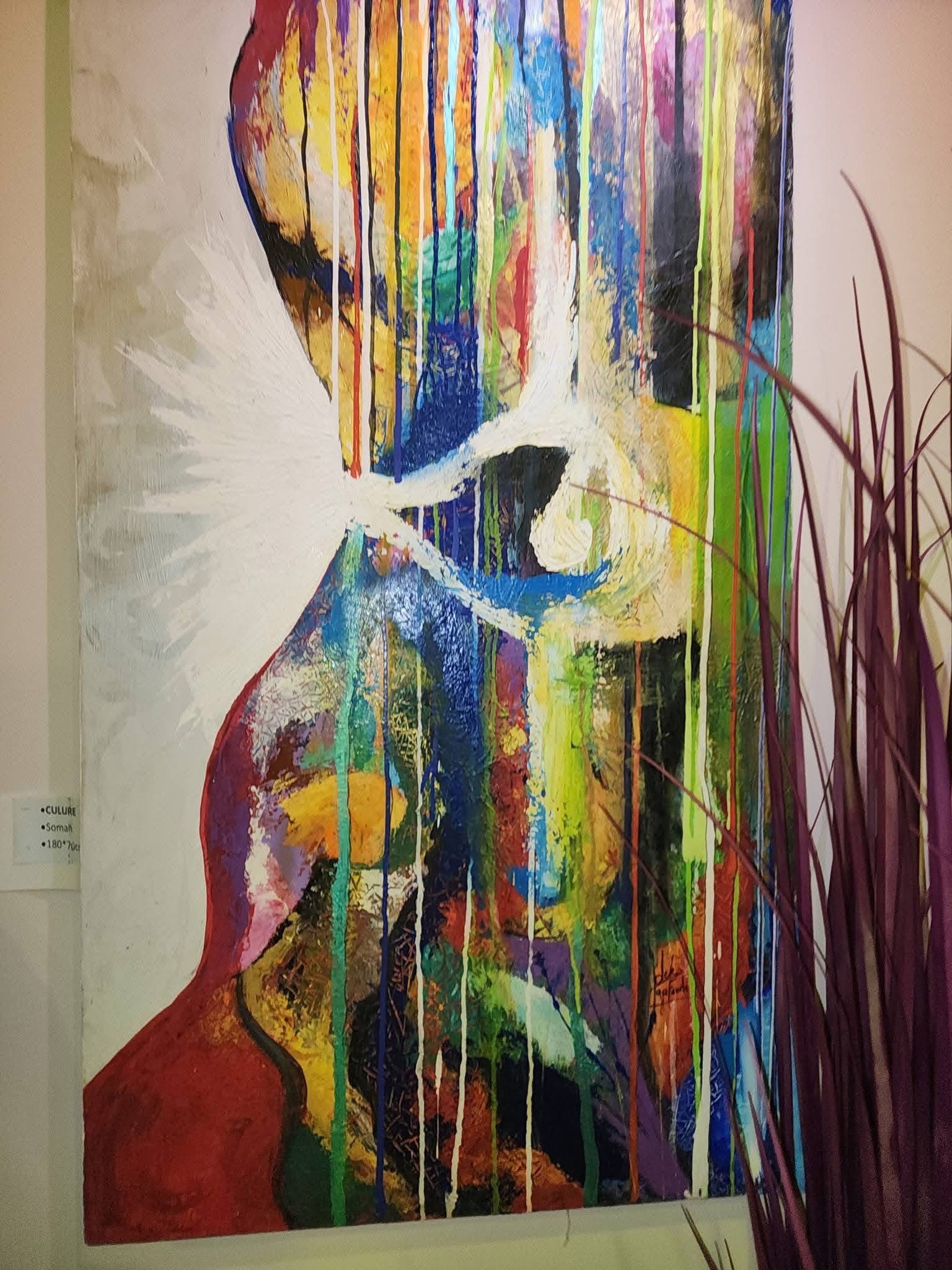 Silhouette féminine abstraite aux couleurs vives — toile de Dek Ahmed Moussa