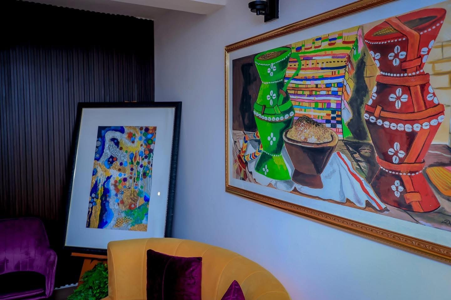 Grand tableau de poteries traditionnelles djiboutiennes — Galerie Gaffaneh