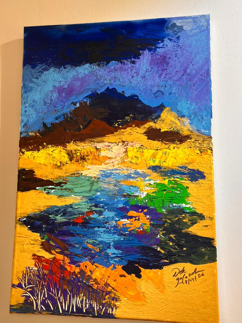 Paysage djiboutien — montagnes, oasis et ciel bleu — Dek Ahmed Moussa